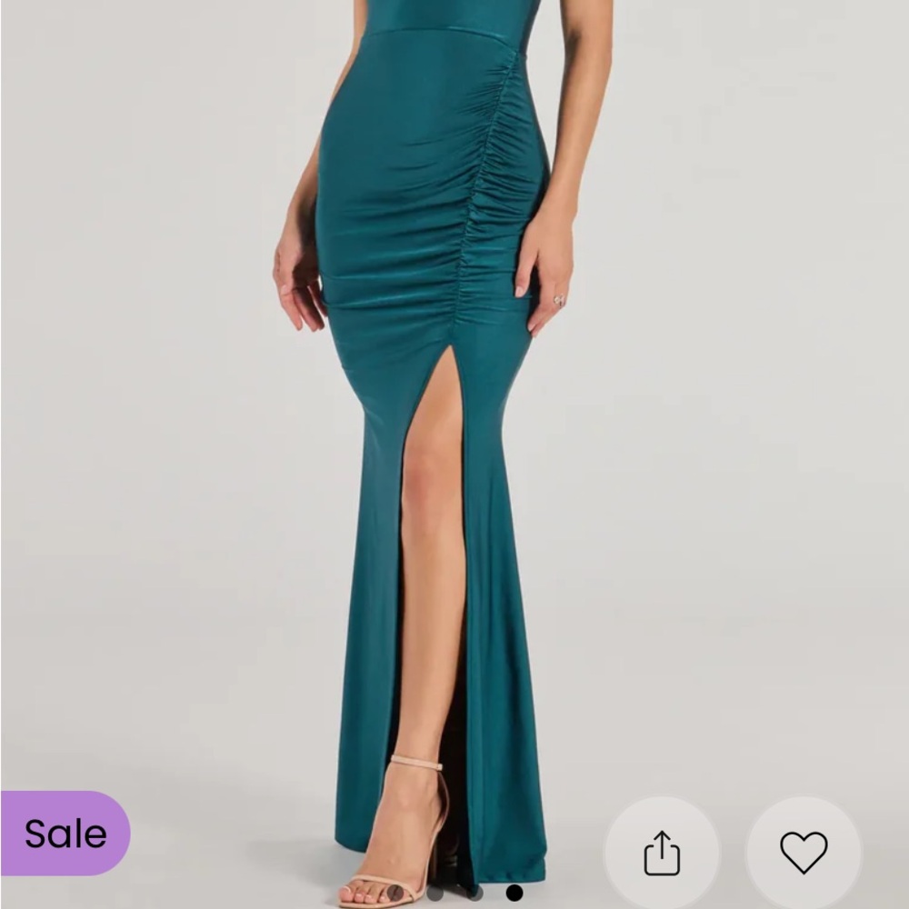 Windsor Teal Maxi Dress with Slit - Picture 5 of 6